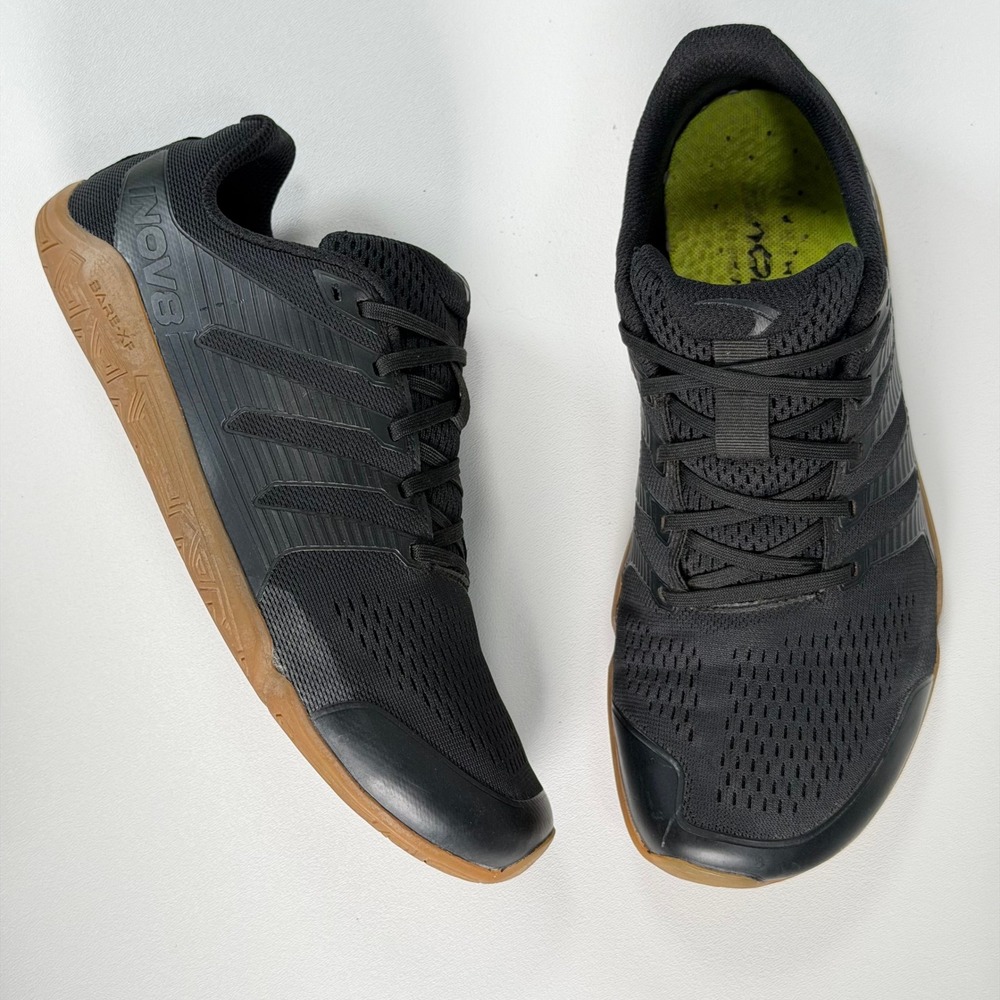 Inov-8 Bare-XF Training Shoes Mens 7.5 Black Gum Barefoot Wide Cross Training‎